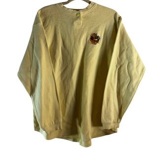 Vtg Disney Winnie the Pooh Embroidered Yellow Long Sleeve Henley XXL Made in USA